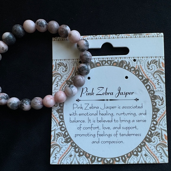 New Healing Stone Pink Zebra Jasper Bead Stretch Bracelet Balance Self Love Joy - Picture 8 of 9
